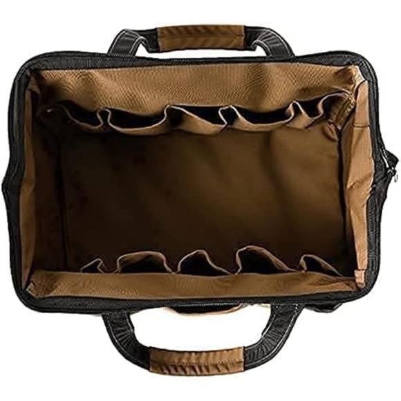 14inch Wide-Mouth Tool Bag, Multiple Purpose -. Heavy Duty 900D Polyester (TAN) - Picture 2 of 7